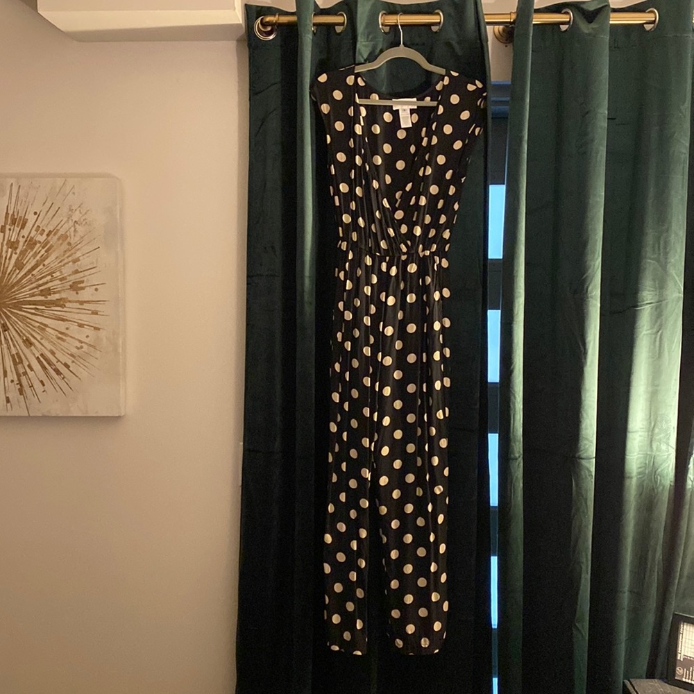 Polka-dot jumpsuit from Anthropologie. Perfect for casual and dressy wear.